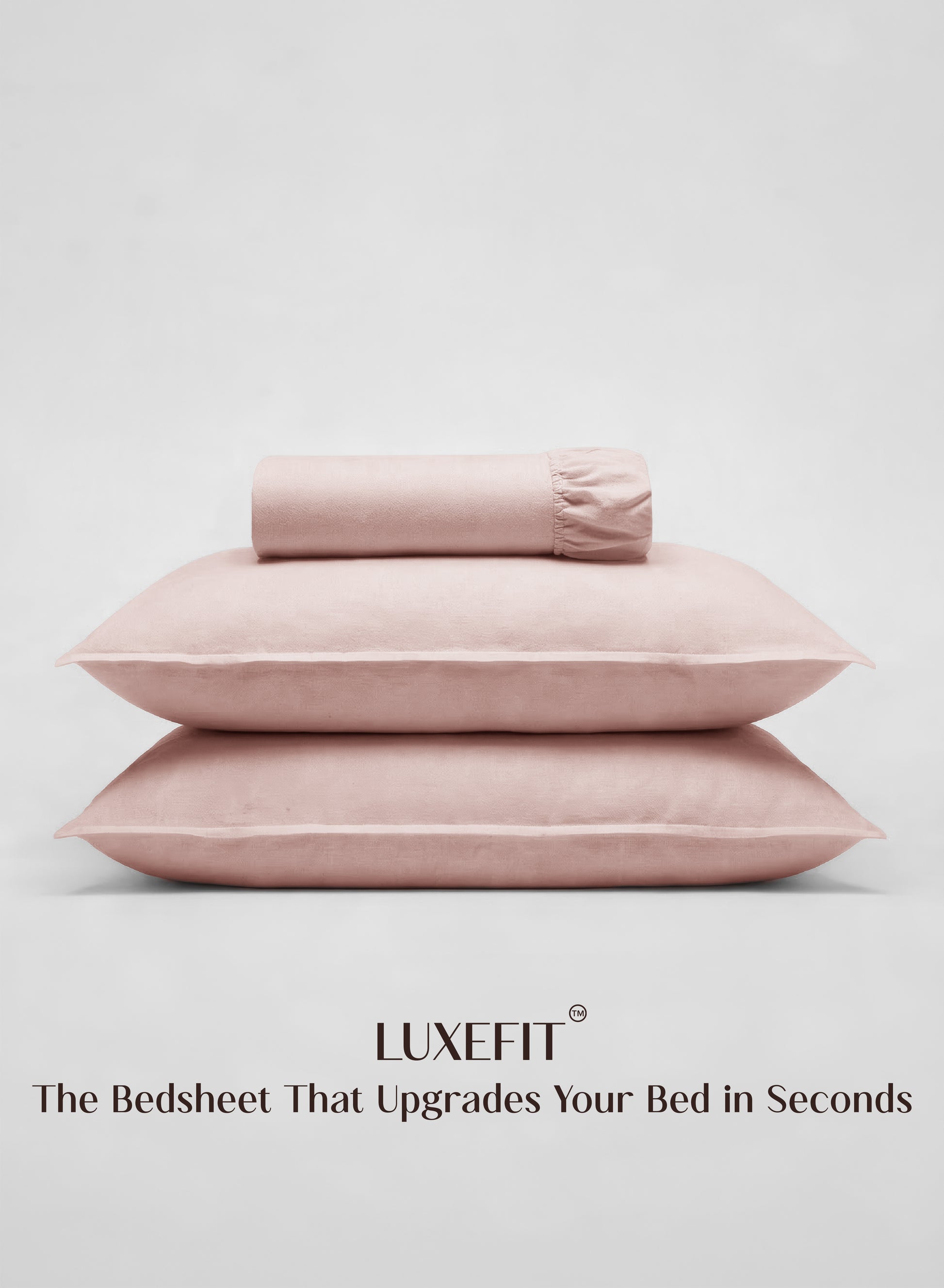 Home Crayons LuxeFit™ Fitted Bedsheet Set | Perfect Fit for Queen & King Mattresses | Pearl Blush