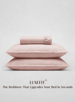 Home Crayons LuxeFit™ Fitted Bedsheet Set | Perfect Fit for Queen & King Mattresses | Pearl Blush