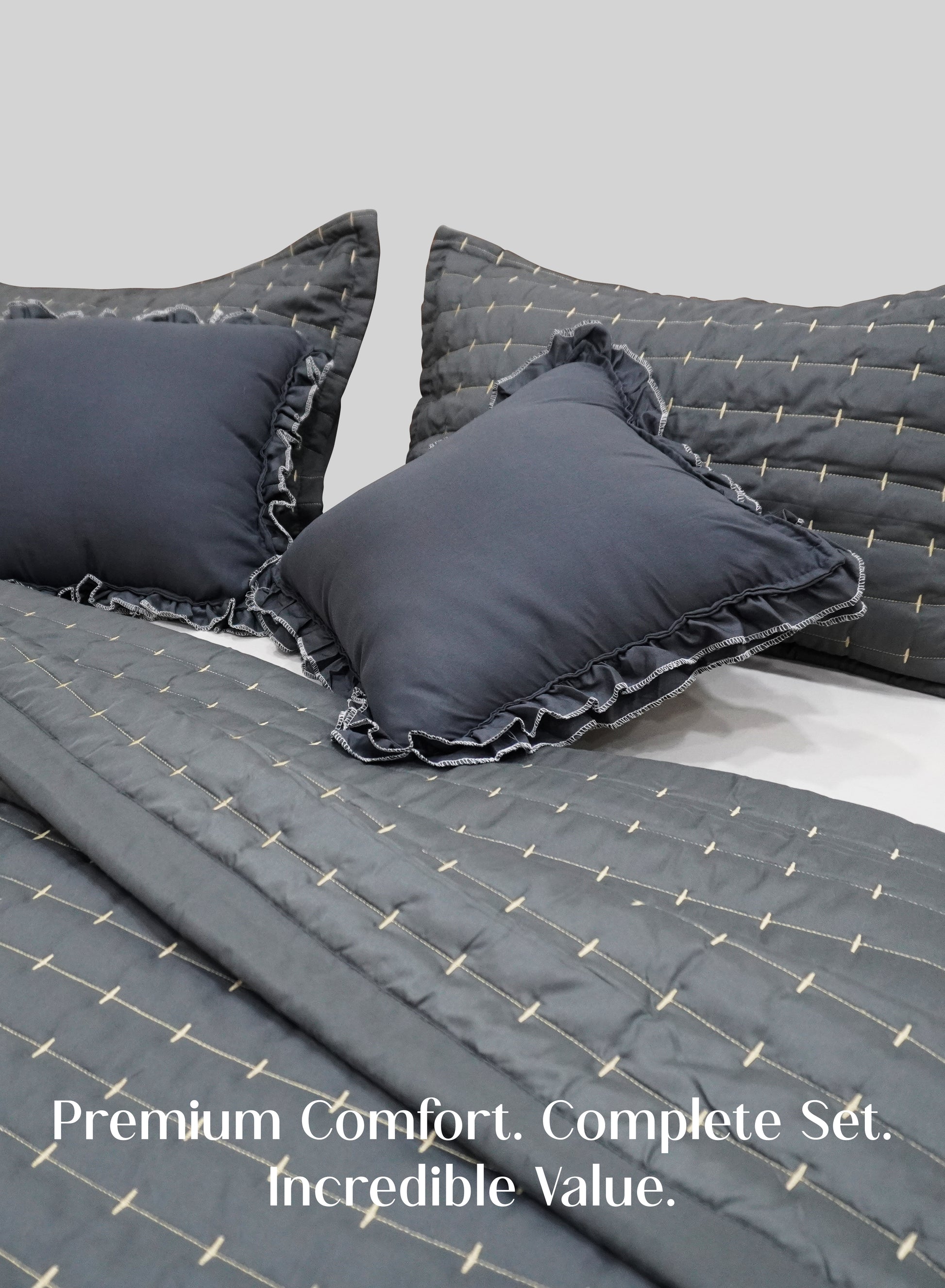 Home Crayons CloudTouch™ 8-Piece Bedding Set | Complete Bedroom Makeover in One Set | Pebble Gray