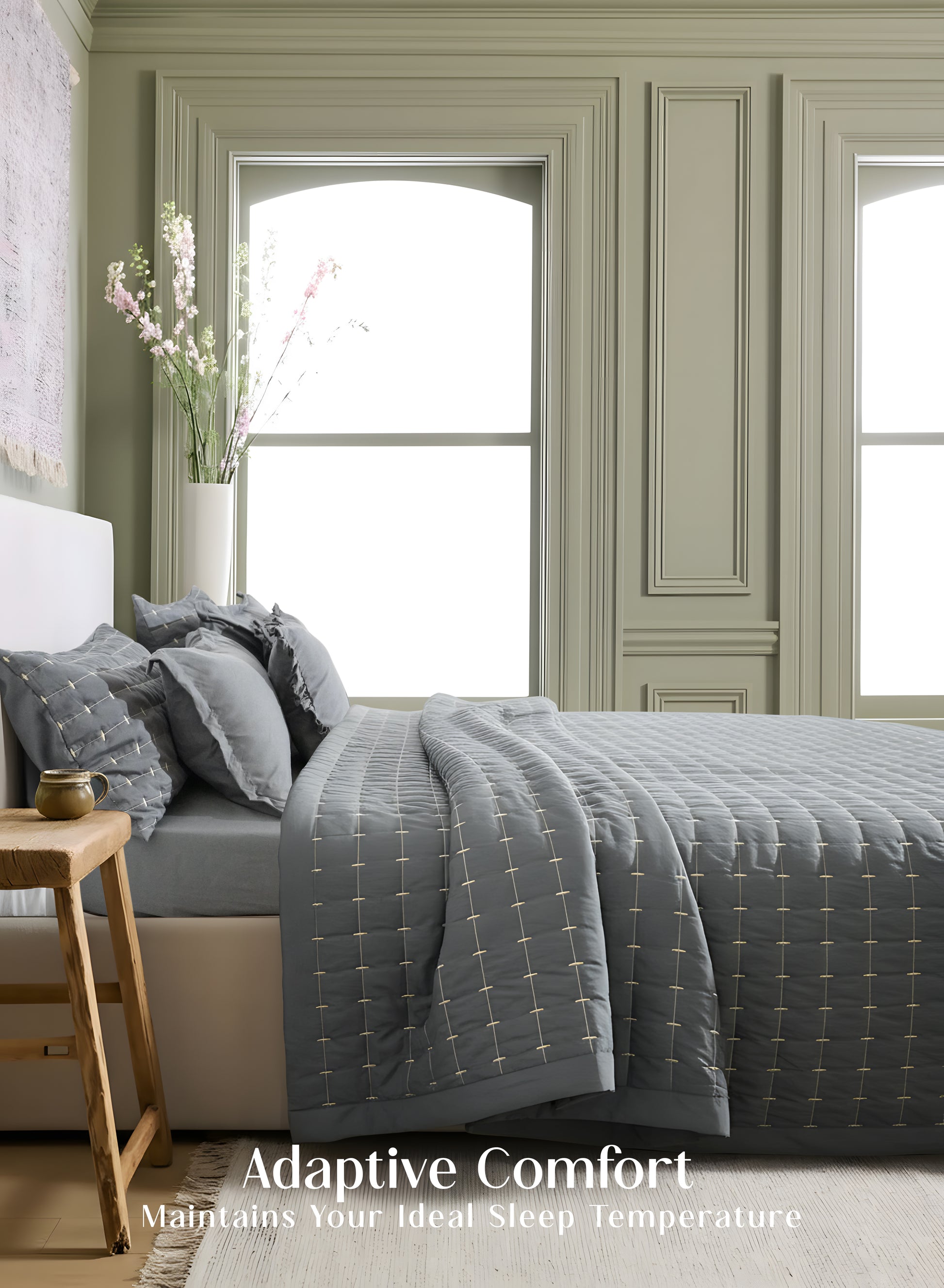 Home Crayons CloudTouch™ 8-Piece Bedding Set | Complete Bedroom Makeover in One Set | Pebble Gray