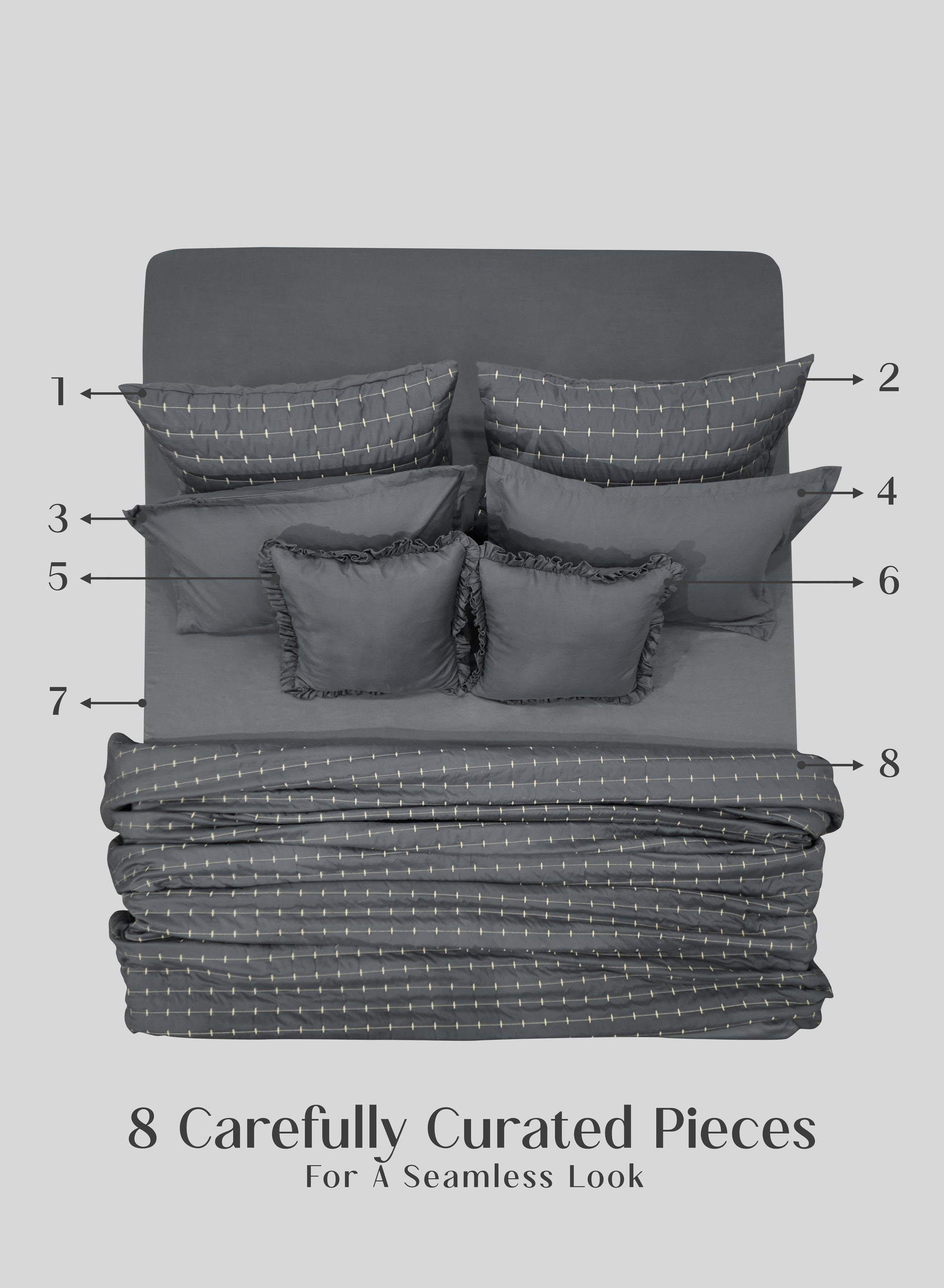Home Crayons CloudTouch™ 8-Piece Bedding Set | Complete Bedroom Makeover in One Set | Pebble Gray