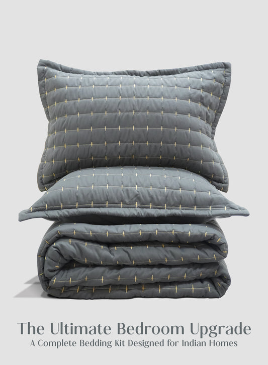Home Crayons CloudTouch™ 8-Piece Bedding Set | Complete Bedroom Makeover in One Set | Pebble Gray