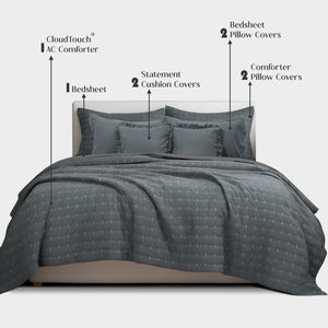 Home Crayons CloudTouch™ 8-Piece Bedding Set | Complete Bedroom Makeover in One Set | Pebble Gray