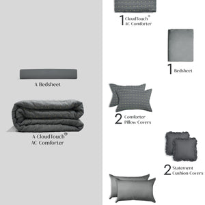 Home Crayons CloudTouch™ 8-Piece Bedding Set | Complete Bedroom Makeover in One Set | Pebble Gray