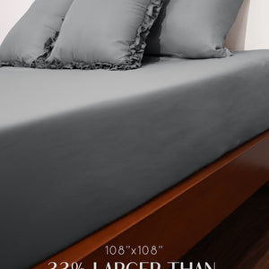 Home Crayons LuxeSoft™ Double Bedsheet Set | Oversized King | Includes 2 Pillow Covers & 2 Cushion Covers | Pebble Gray