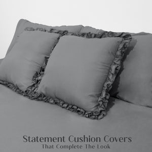 Home Crayons LuxeSoft™ Double Bedsheet Set | Oversized King | Includes 2 Pillow Covers & 2 Cushion Covers | Pebble Gray
