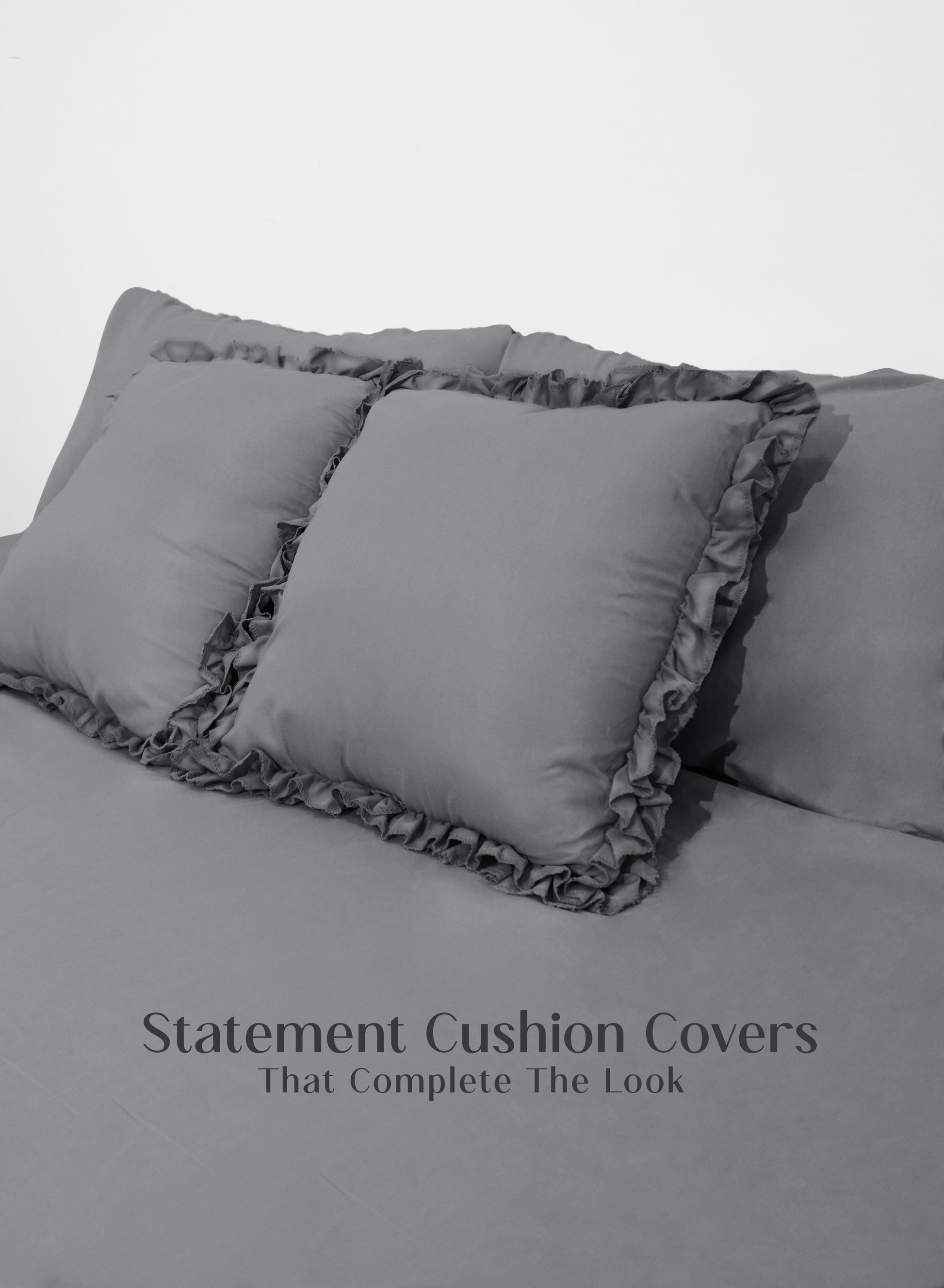 Home Crayons LuxeSoft™ Double Bedsheet Set | Oversized King | Includes 2 Pillow Covers & 2 Cushion Covers | Pebble Gray