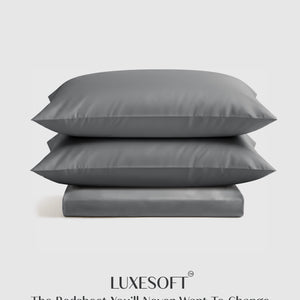 Home Crayons LuxeSoft™ Double Bedsheet Set | Oversized King | Includes 2 Pillow Covers & 2 Cushion Covers | Pebble Gray