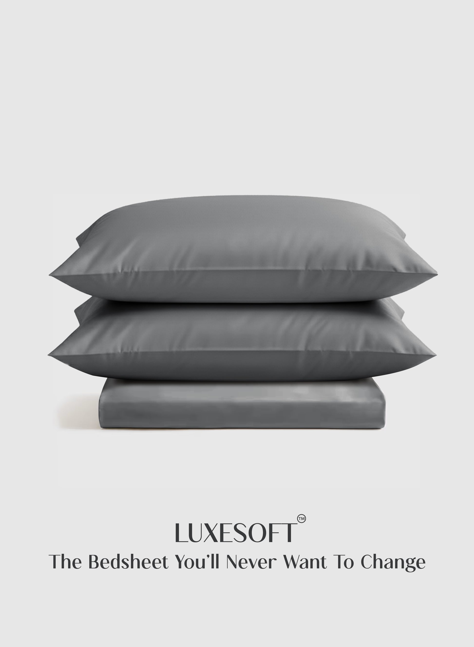Home Crayons LuxeSoft™ Double Bedsheet Set | Oversized King | Includes 2 Pillow Covers & 2 Cushion Covers | Pebble Gray