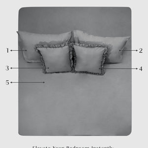 Home Crayons LuxeSoft™ Double Bedsheet Set | Oversized King | Includes 2 Pillow Covers & 2 Cushion Covers | Pebble Gray