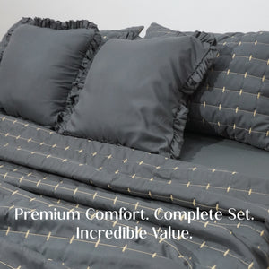 Home Crayons CloudTouch™ 8-Piece Bedding Set | Complete Bedroom Makeover in One Set | Pebble Gray