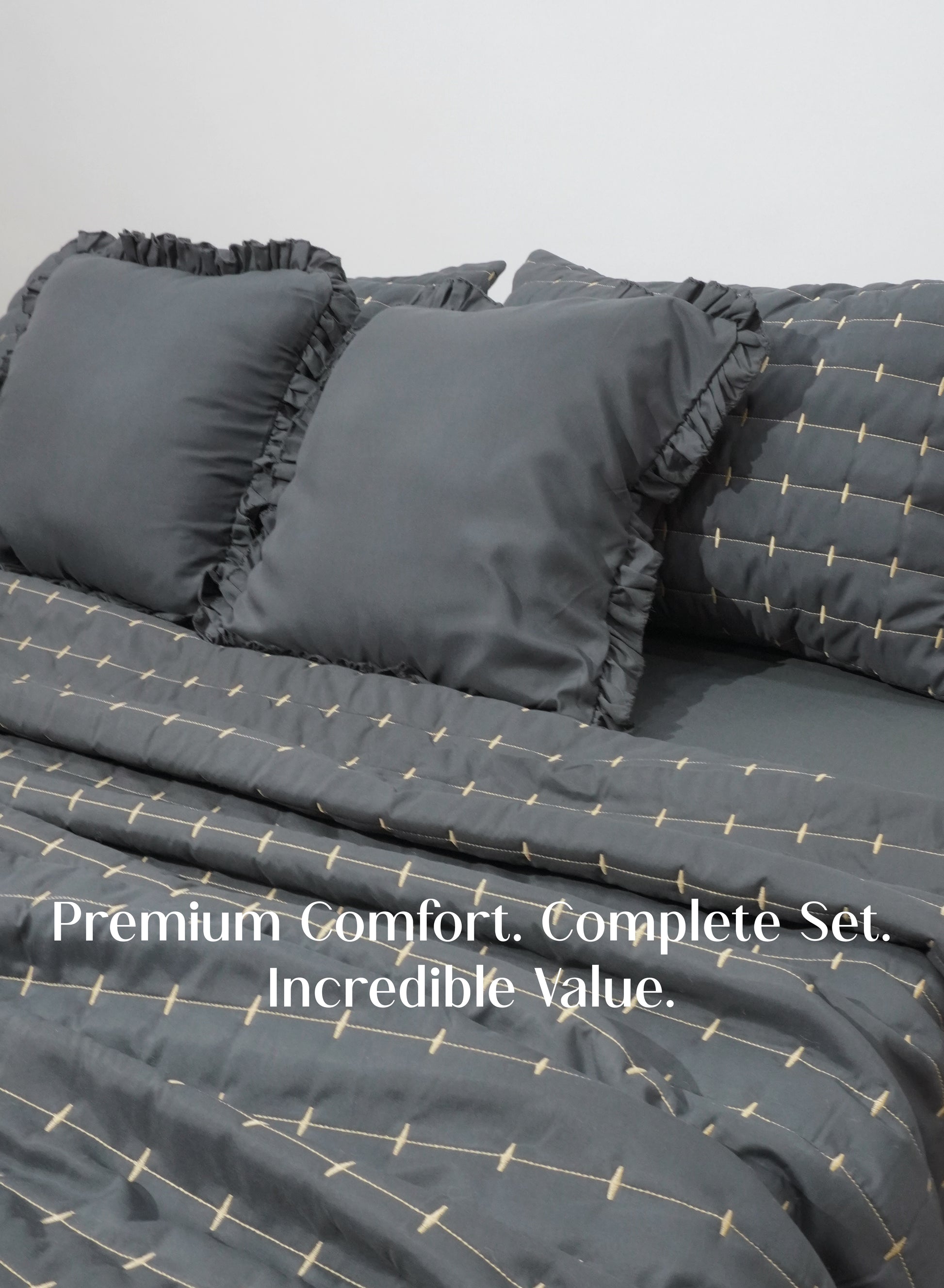 Home Crayons CloudTouch™ 8-Piece Bedding Set | Complete Bedroom Makeover in One Set | Pebble Gray