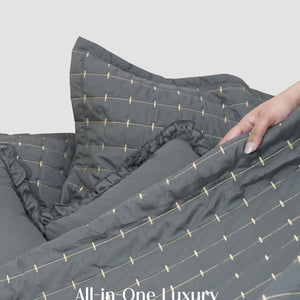 Home Crayons CloudTouch™ 8-Piece Bedding Set | Complete Bedroom Makeover in One Set | Pebble Gray