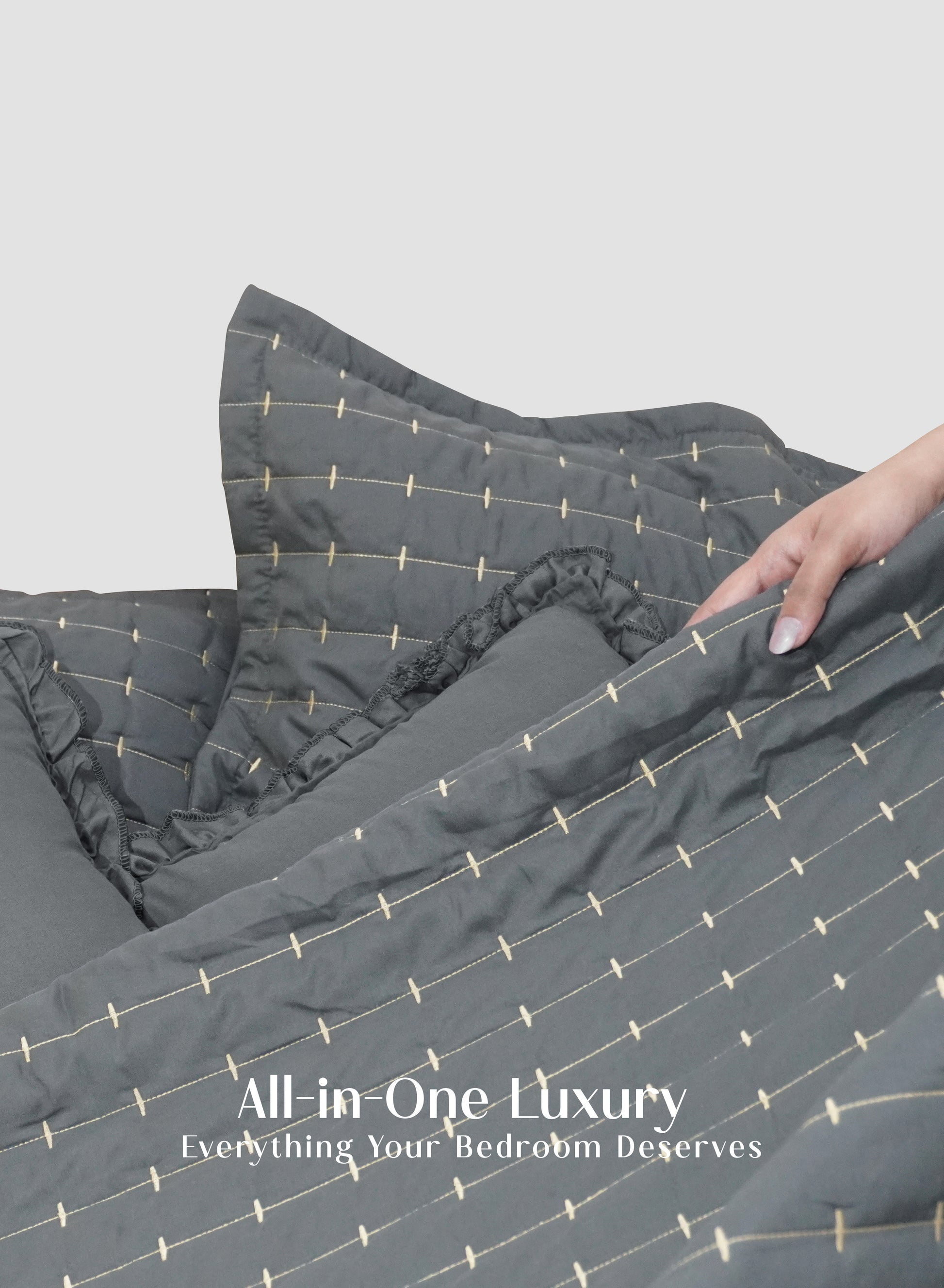 Home Crayons CloudTouch™ 8-Piece Bedding Set | Complete Bedroom Makeover in One Set | Pebble Gray