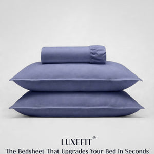 Home Crayons LuxeFit™ Fitted Bedsheet Set | Perfect Fit for Queen & King Mattresses | Persian Indigo