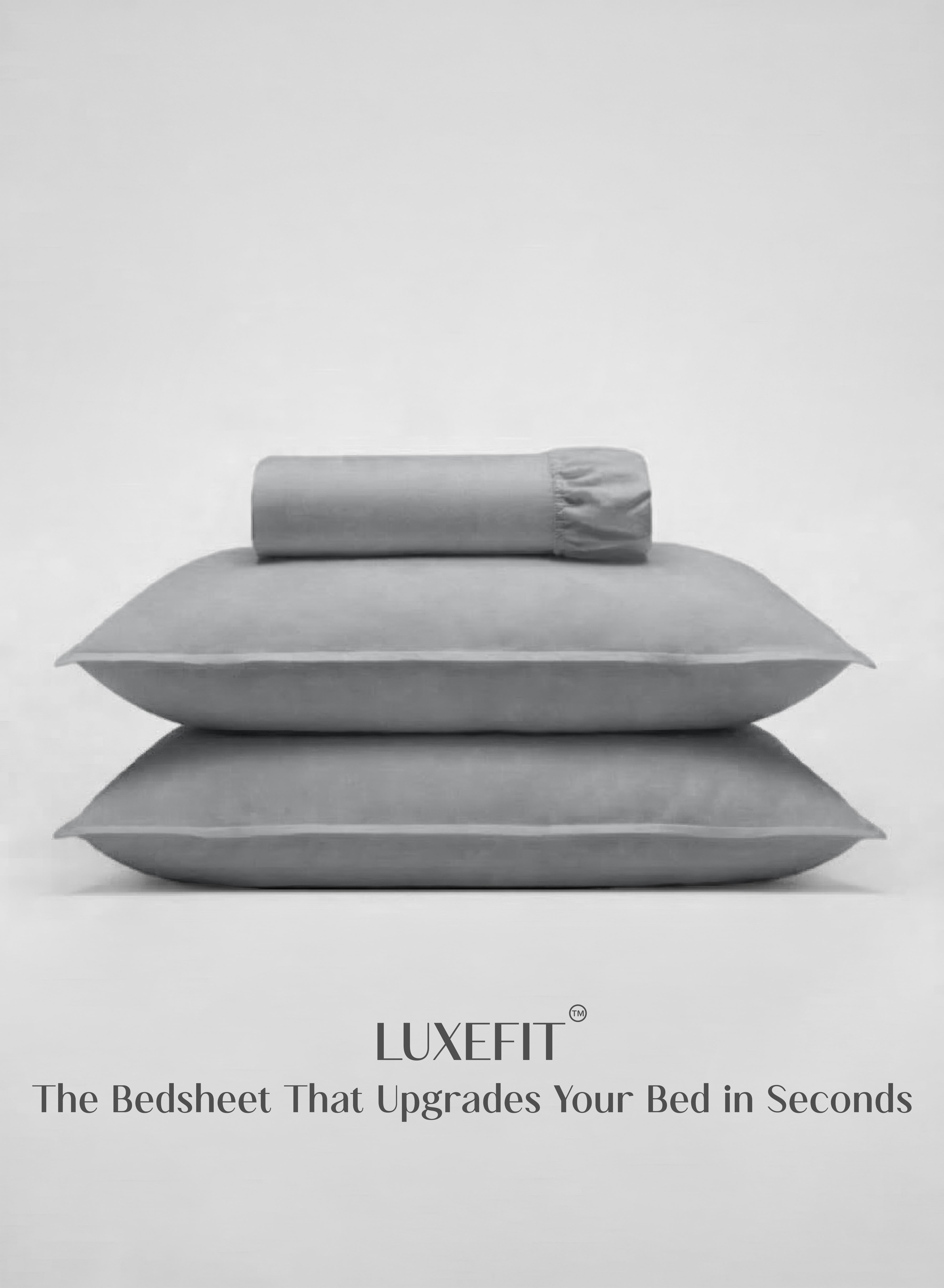 LuxeFit™ Fitted Bedsheet Set | Perfect Fit for Queen & King Mattresses | Quill Gray