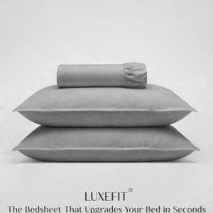 Home Crayons LuxeFit™ Fitted Bedsheet Set | Perfect Fit for Queen & King Mattresses | Quill Gray