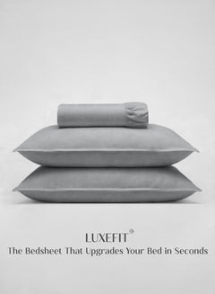 Home Crayons LuxeFit™ Fitted Bedsheet Set | Perfect Fit for Queen & King Mattresses | Quill Gray