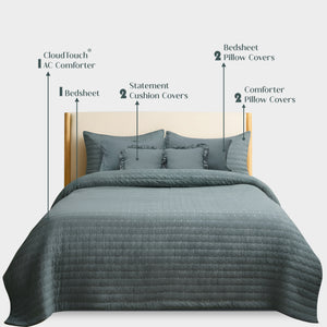 Home Crayons CloudTouch™ 8-Piece Bedding Set | Complete Bedroom Makeover in One Set | Sage Blue