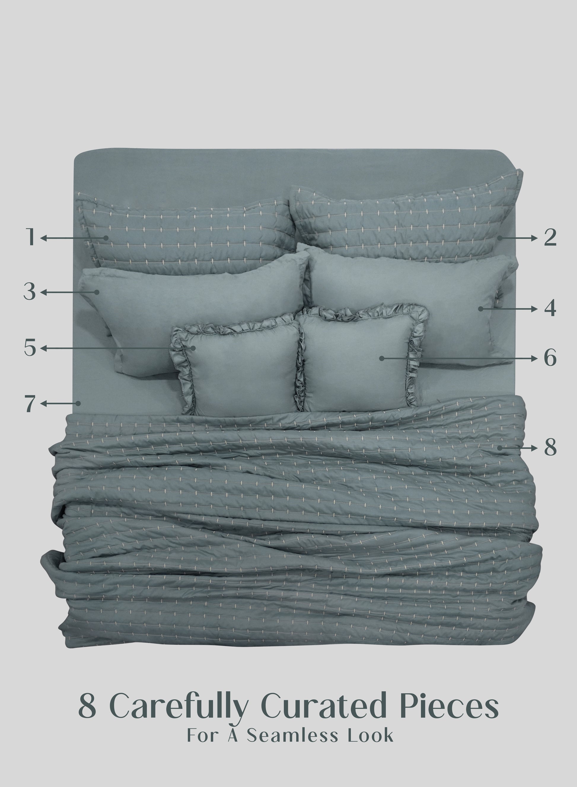 Home Crayons CloudTouch™ 8-Piece Bedding Set | Complete Bedroom Makeover in One Set | Sage Blue