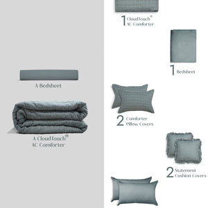 Home Crayons CloudTouch™ 8-Piece Bedding Set | Complete Bedroom Makeover in One Set | Sage Blue