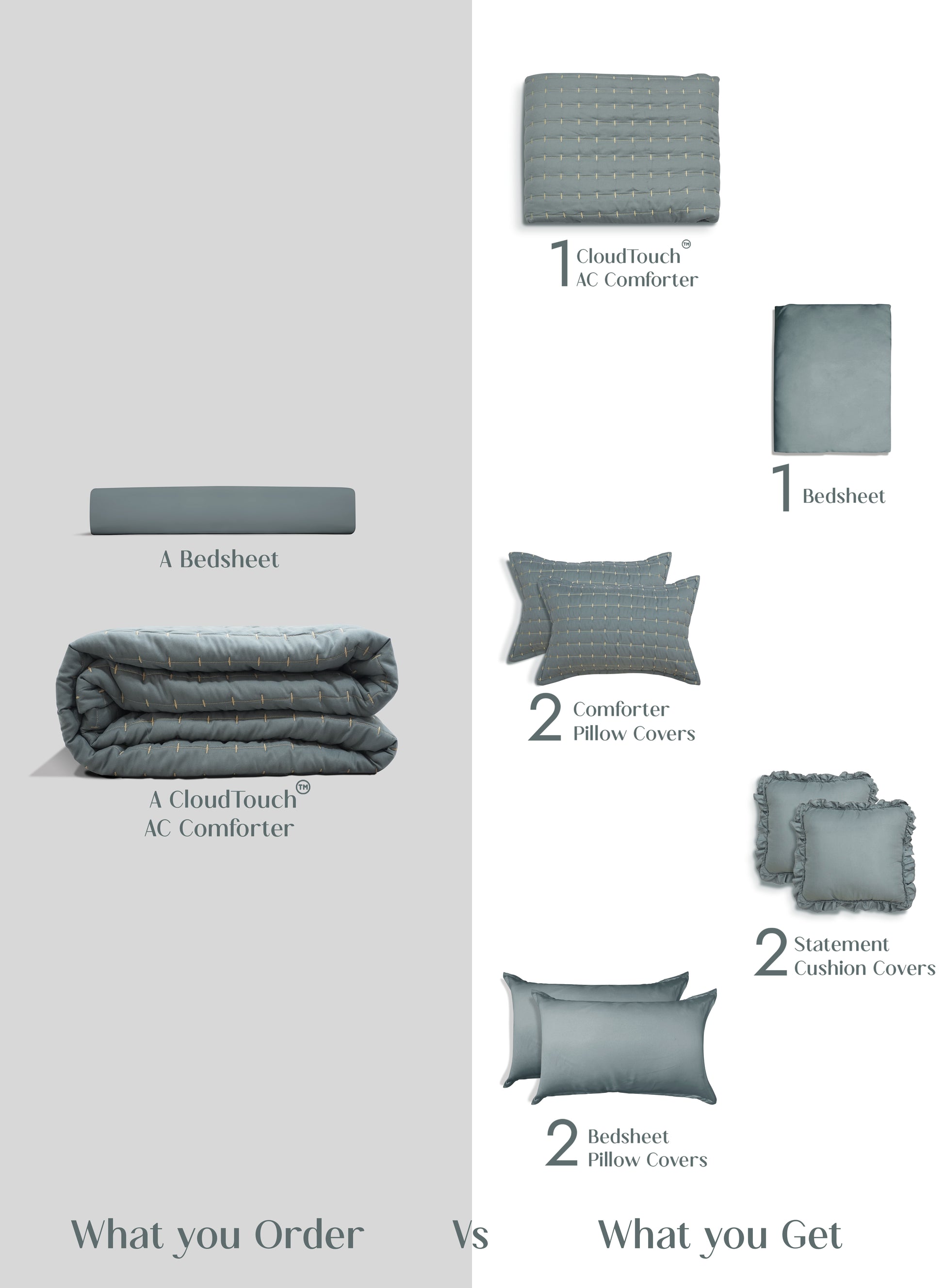 Home Crayons CloudTouch™ 8-Piece Bedding Set | Complete Bedroom Makeover in One Set | Sage Blue