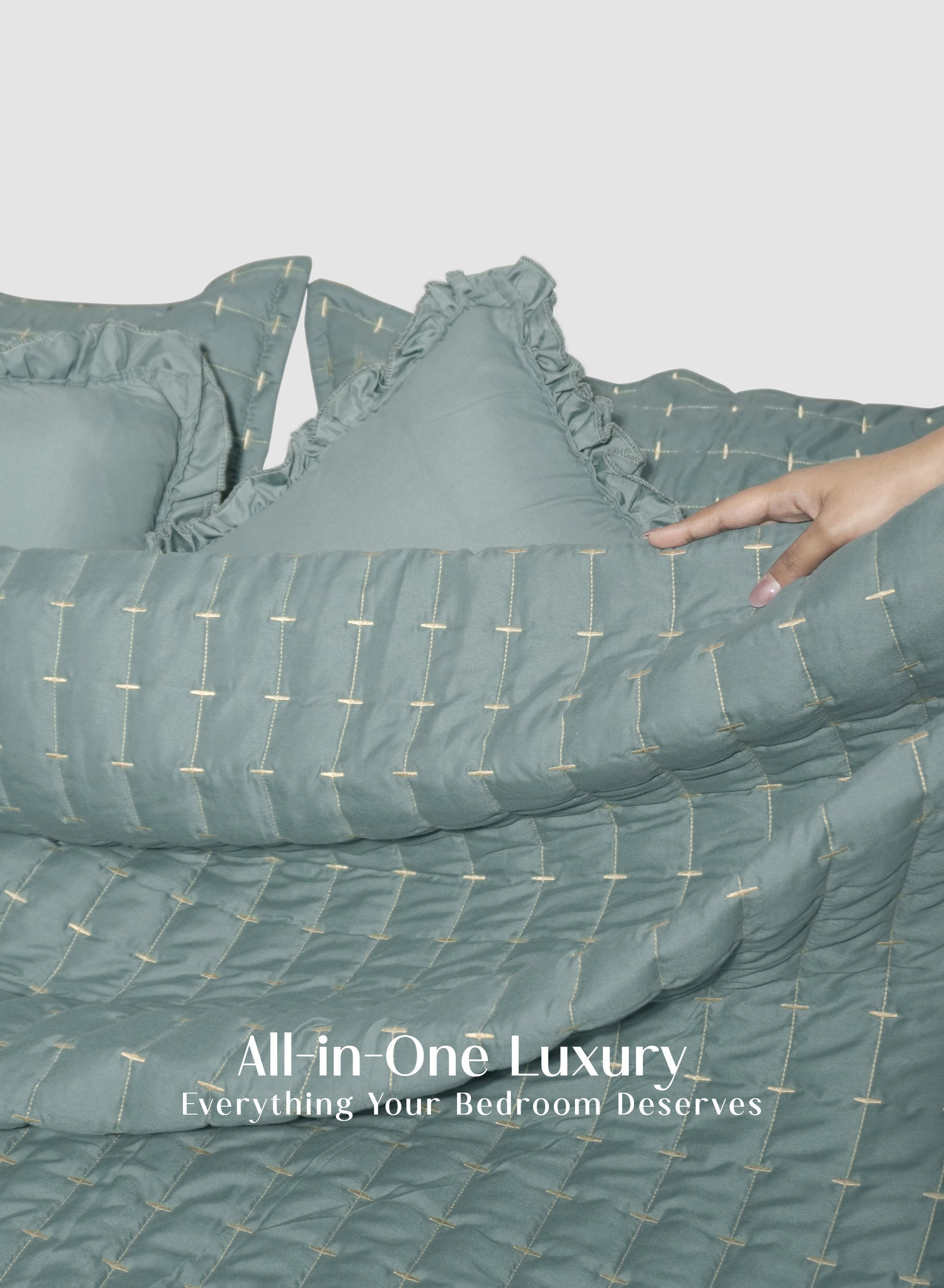 Home Crayons CloudTouch™ 8-Piece Bedding Set | Complete Bedroom Makeover in One Set | Sage Blue