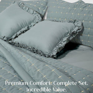 Home Crayons CloudTouch™ 8-Piece Bedding Set | Complete Bedroom Makeover in One Set | Sage Blue