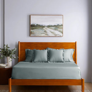 Home Crayons LuxeSoft™ Bedsheet Double Set | Oversized King | Includes 2 Pillow Covers & 2 Cushion Covers | Sage Blue