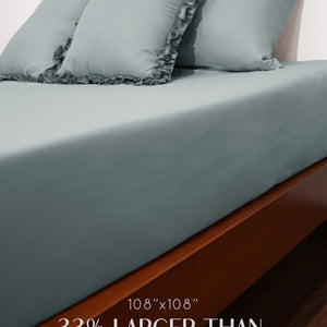 Home Crayons LuxeSoft™ Bedsheet Double Set | Oversized King | Includes 2 Pillow Covers & 2 Cushion Covers | Sage Blue