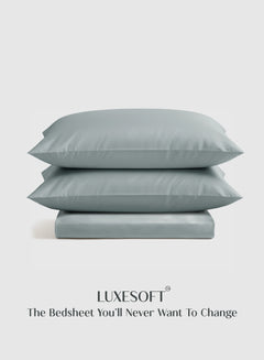 Home Crayons LuxeSoft™ Bedsheet Double Set | Oversized King | Includes 2 Pillow Covers & 2 Cushion Covers | Sage Blue