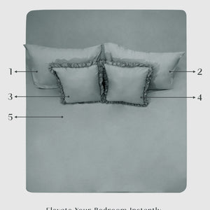 Home Crayons LuxeSoft™ Bedsheet Double Set | Oversized King | Includes 2 Pillow Covers & 2 Cushion Covers | Sage Blue