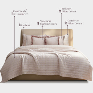 Home Crayons CloudTouch™ 8-Piece Bedding Set | Complete Bedroom Makeover in One Set | Sakura Blush