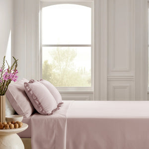 Home Crayons LuxeSoft™ Double Bedsheet Set | Oversized King | Includes 2 Pillow Covers & 2 Cushion Covers | Sakura Blush