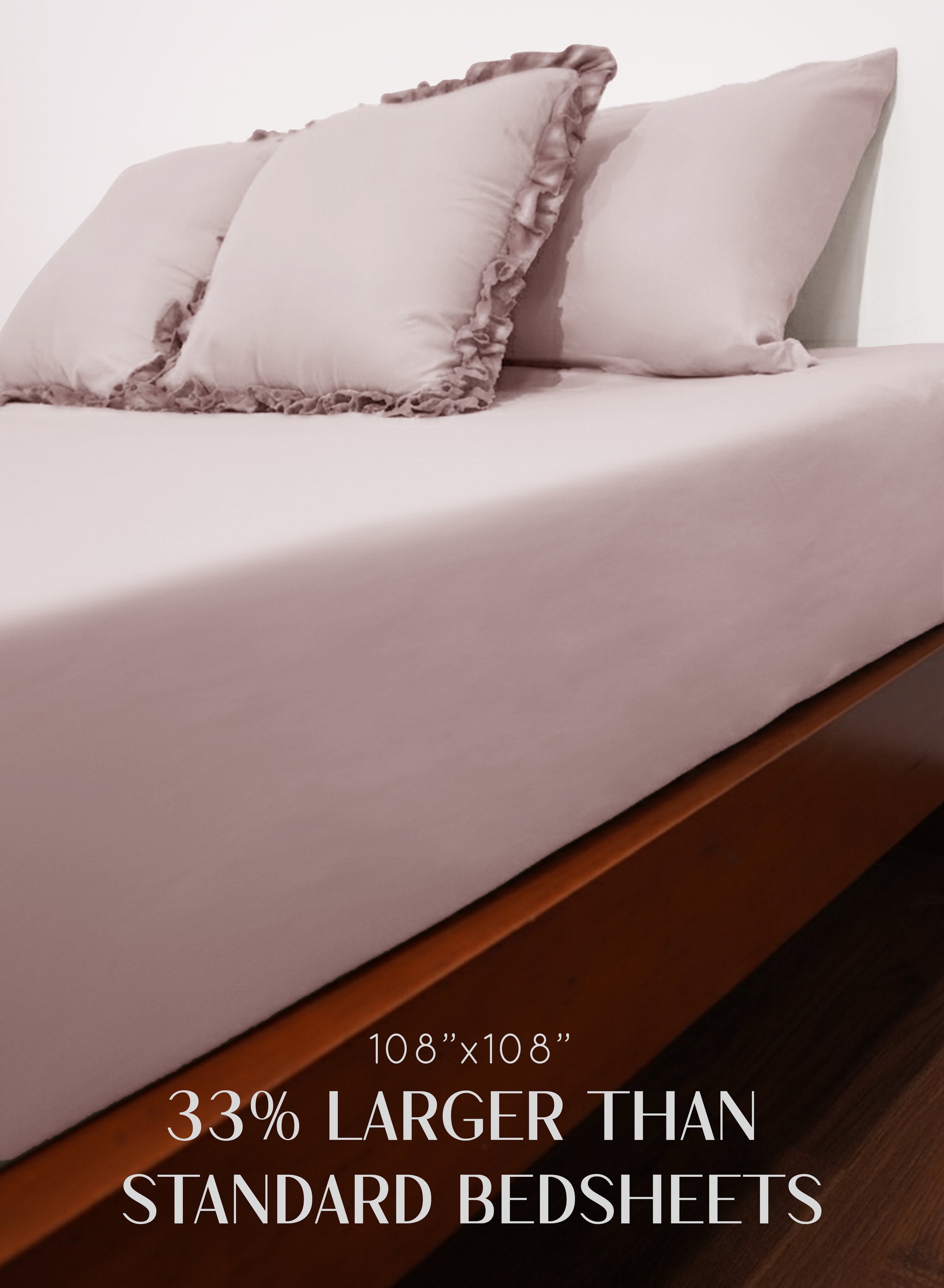 Home Crayons LuxeSoft™ Double Bedsheet Set | Oversized King | Includes 2 Pillow Covers & 2 Cushion Covers | Sakura Blush