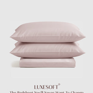 Home Crayons LuxeSoft™ Double Bedsheet Set | Oversized King | Includes 2 Pillow Covers & 2 Cushion Covers | Sakura Blush