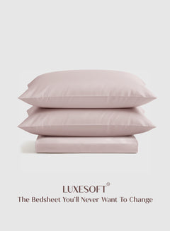 Home Crayons LuxeSoft™ Double Bedsheet Set | Oversized King | Includes 2 Pillow Covers & 2 Cushion Covers | Sakura Blush