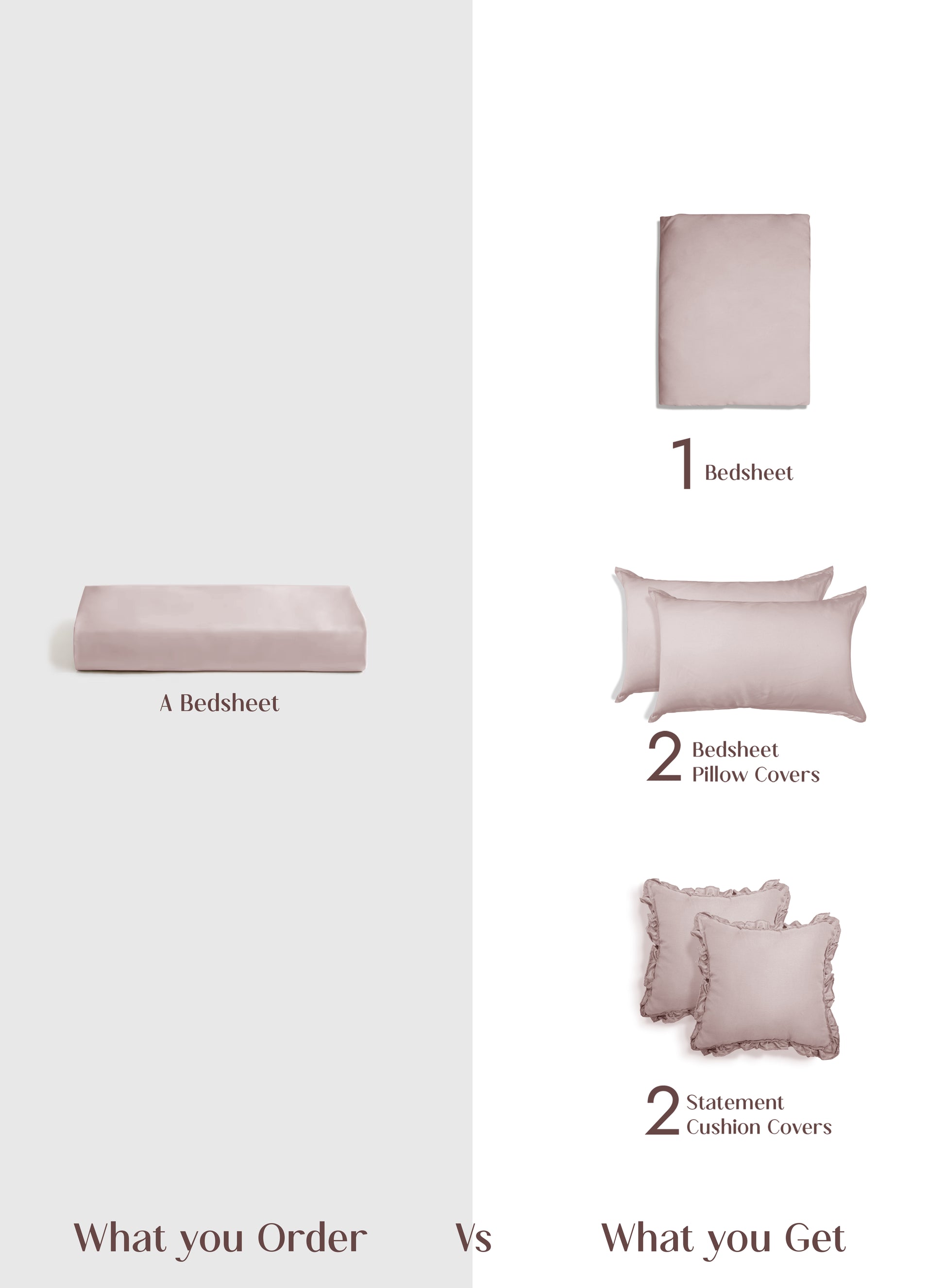 Home Crayons LuxeSoft™ Double Bedsheet Set | Oversized King | Includes 2 Pillow Covers & 2 Cushion Covers | Sakura Blush