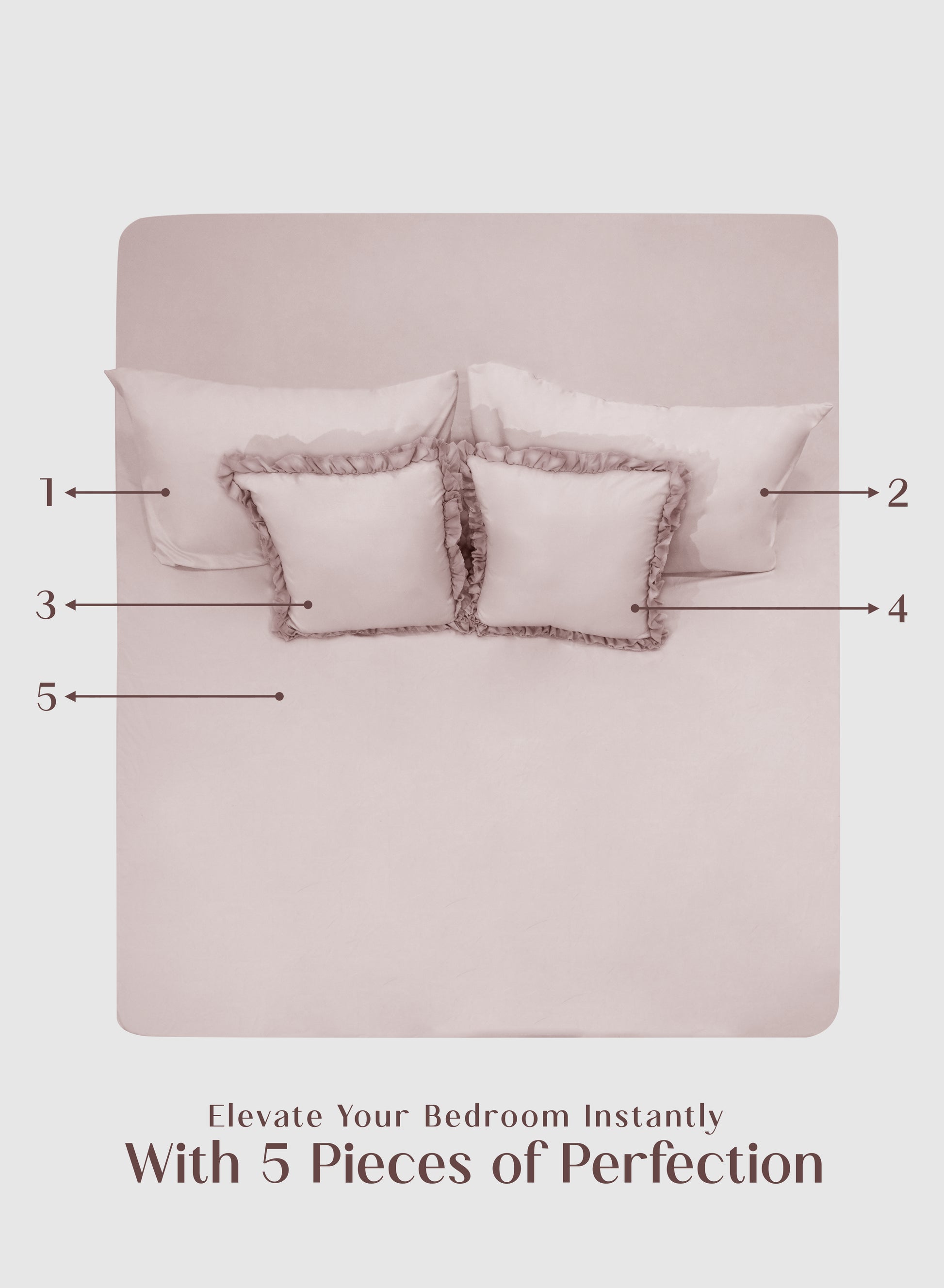 Home Crayons LuxeSoft™ Double Bedsheet Set | Oversized King | Includes 2 Pillow Covers & 2 Cushion Covers | Sakura Blush