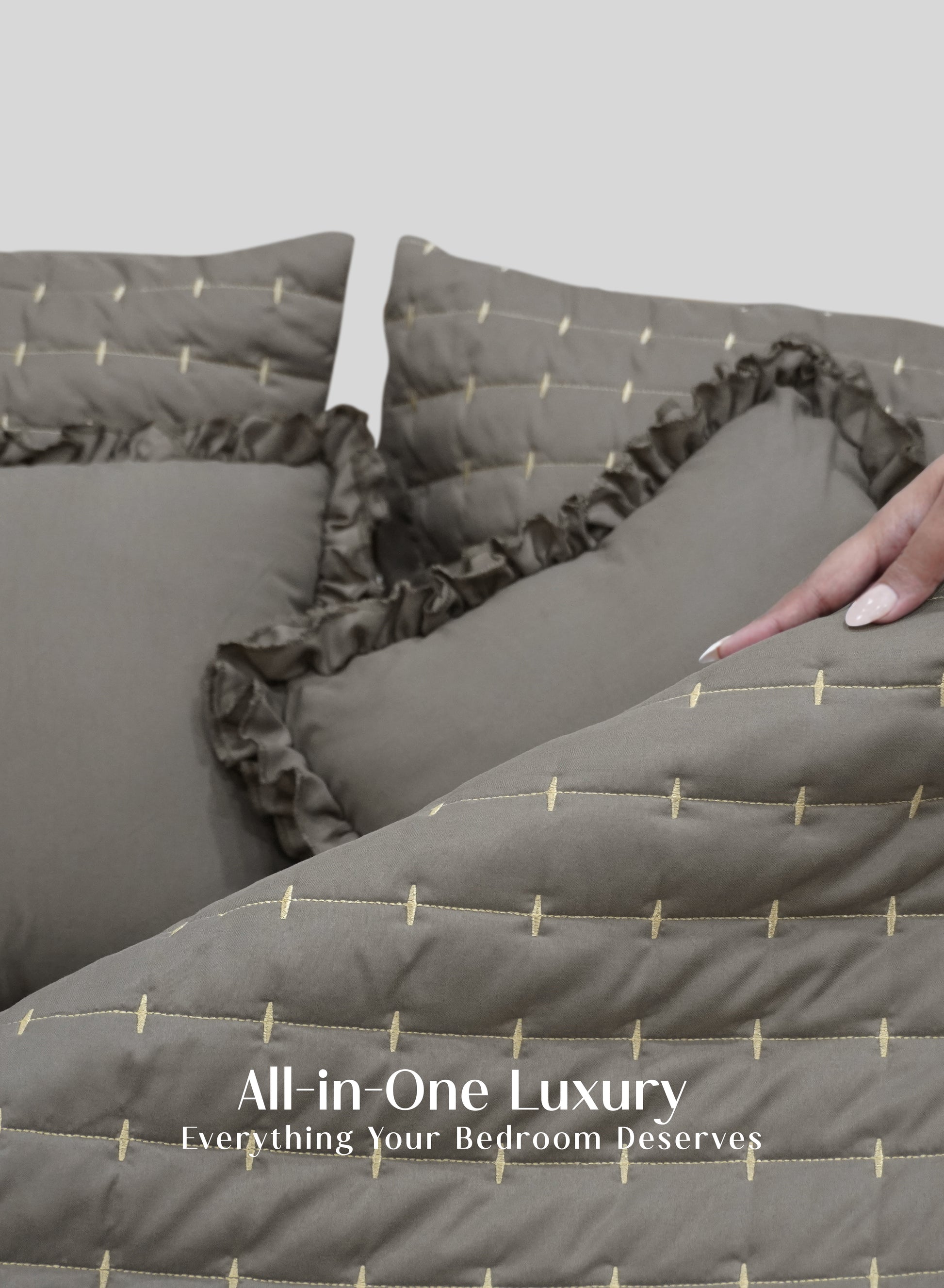 Home Crayons CloudTouch™ 8-Piece Bedding Set | Complete Bedroom Makeover in One Set | Smoked Coffee