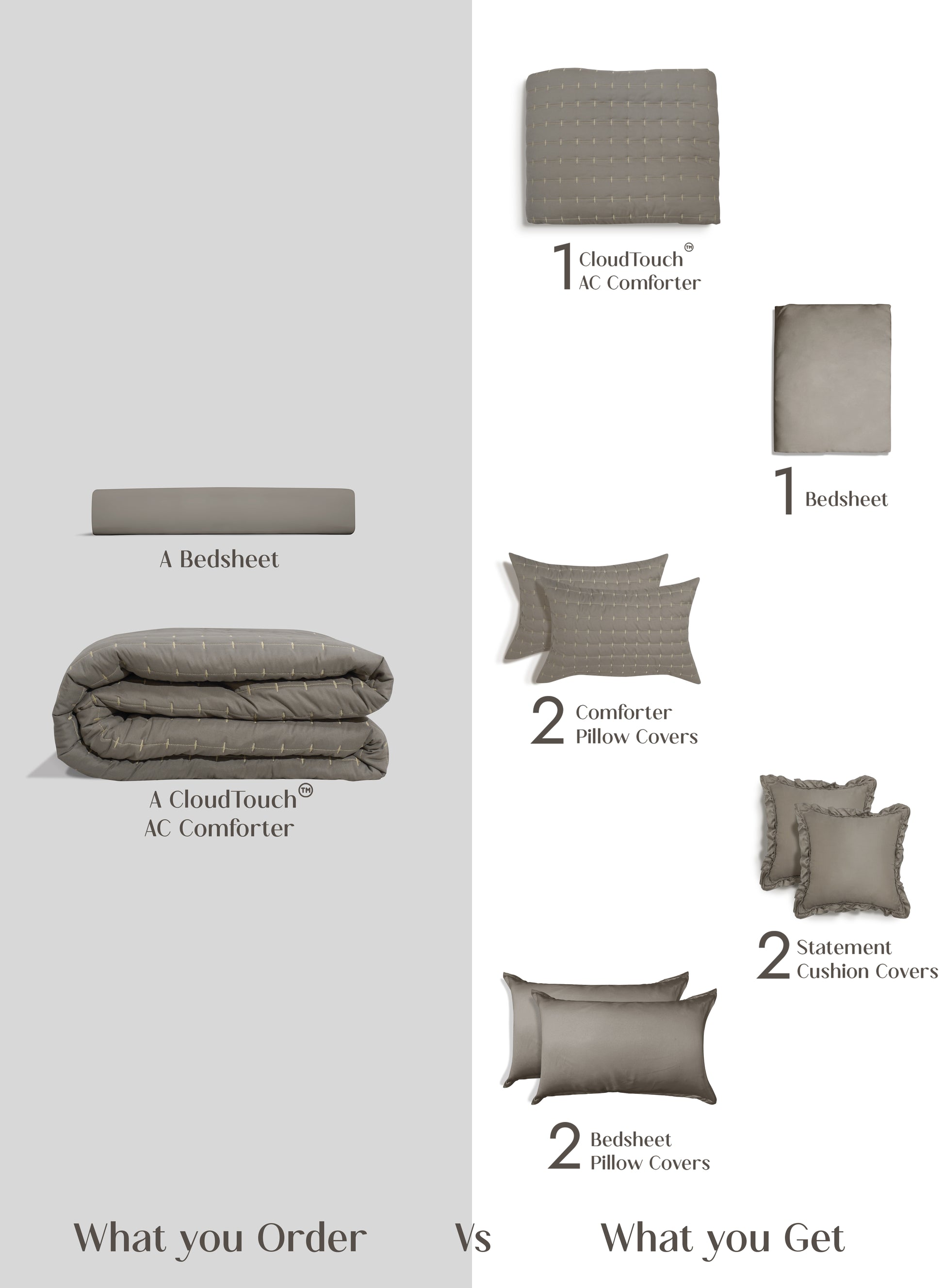 Home Crayons CloudTouch™ 8-Piece Bedding Set | Complete Bedroom Makeover in One Set | Smoked Coffee