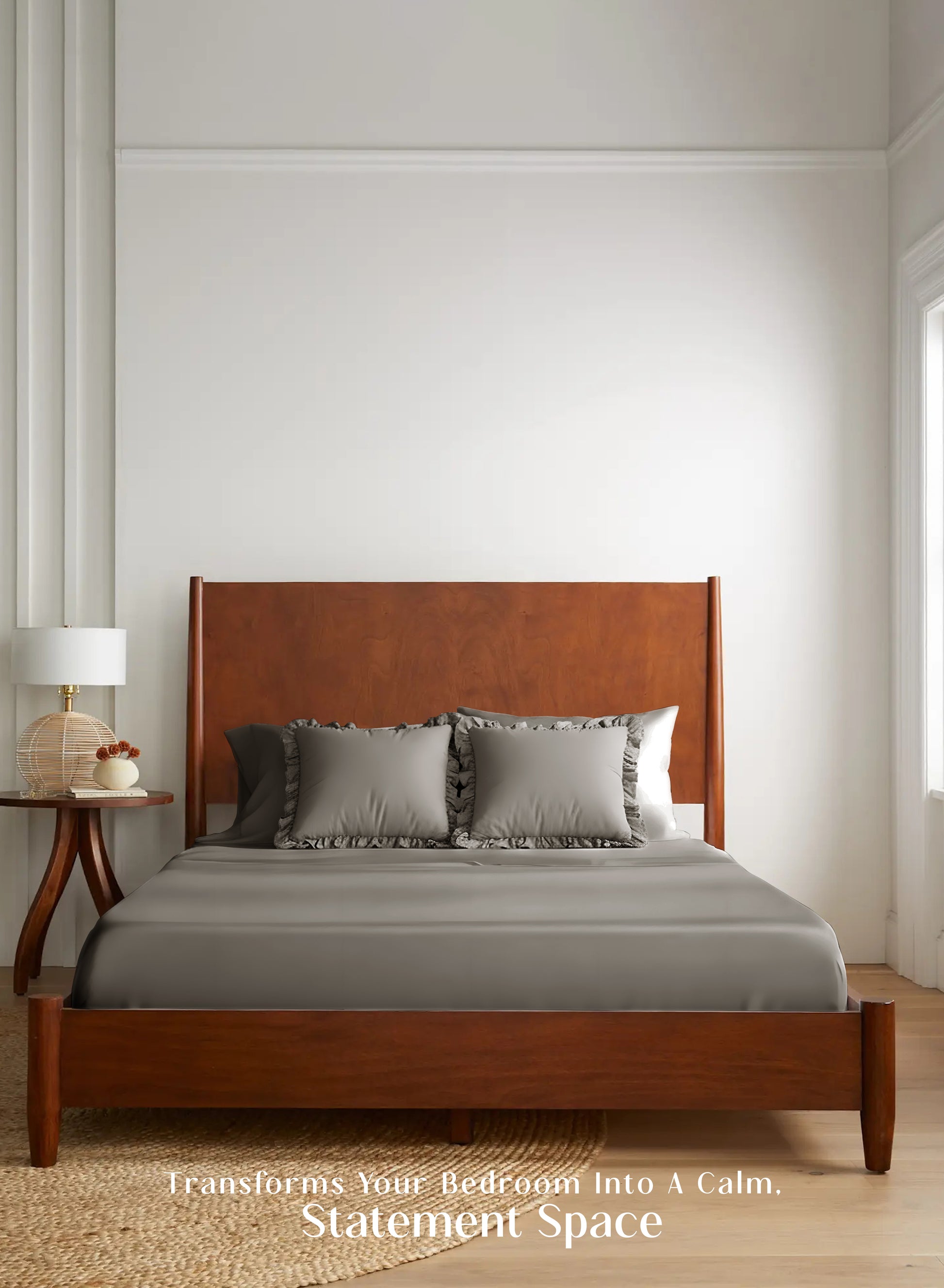 Home Crayons LuxeSoft™ Double Bedsheet Set | Oversized King | Includes 2 Pillow Covers & 2 Cushion Covers | Smoked Coffee