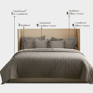 Home Crayons CloudTouch™ 8-Piece Bedding Set | Complete Bedroom Makeover in One Set | Smoked Coffee