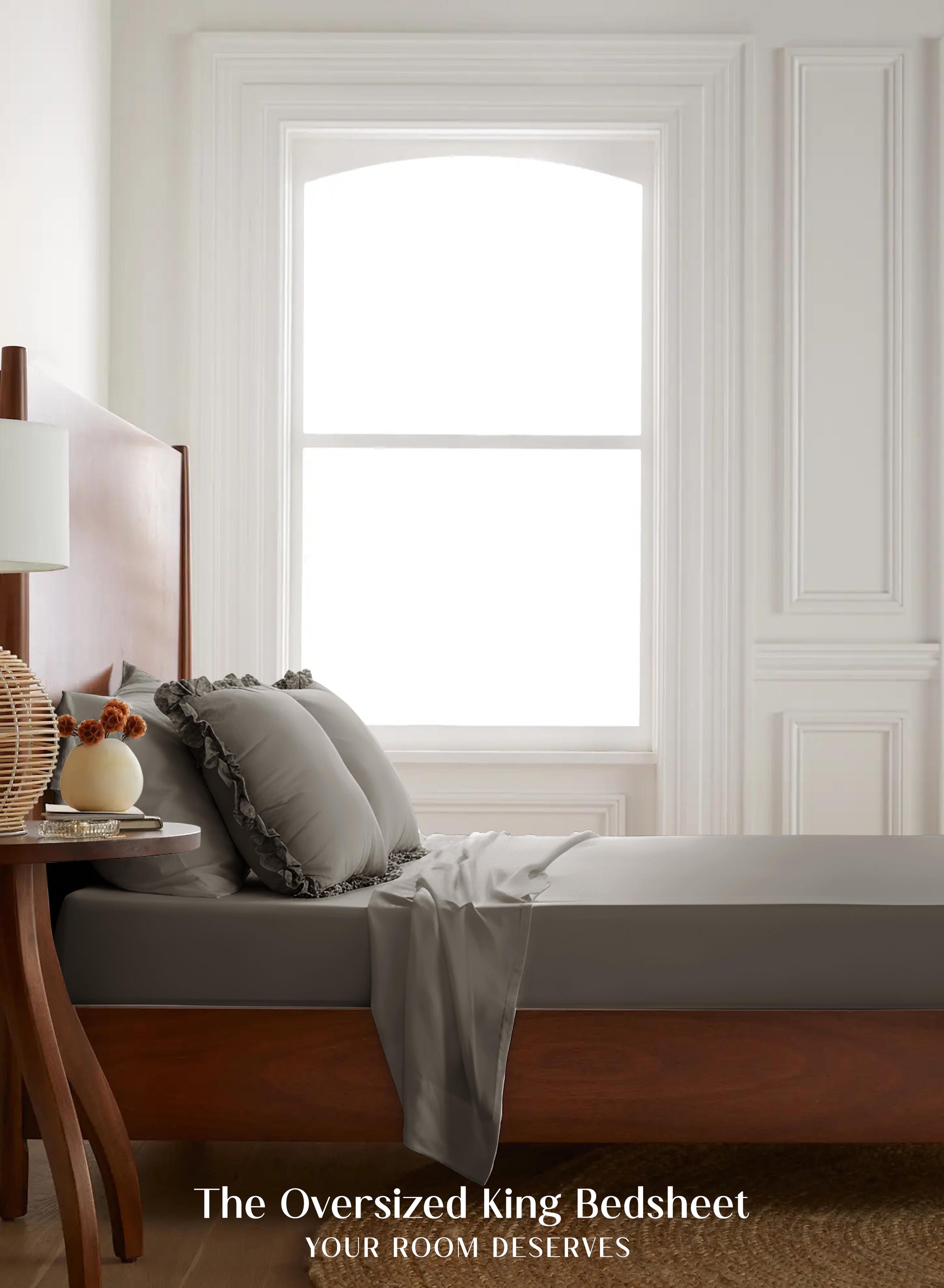 Home Crayons LuxeSoft™ Double Bedsheet Set | Oversized King | Includes 2 Pillow Covers & 2 Cushion Covers | Smoked Coffee