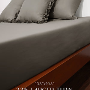 Home Crayons LuxeSoft™ Double Bedsheet Set | Oversized King | Includes 2 Pillow Covers & 2 Cushion Covers | Smoked Coffee