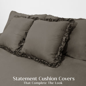 Home Crayons LuxeSoft™ Double Bedsheet Set | Oversized King | Includes 2 Pillow Covers & 2 Cushion Covers | Smoked Coffee