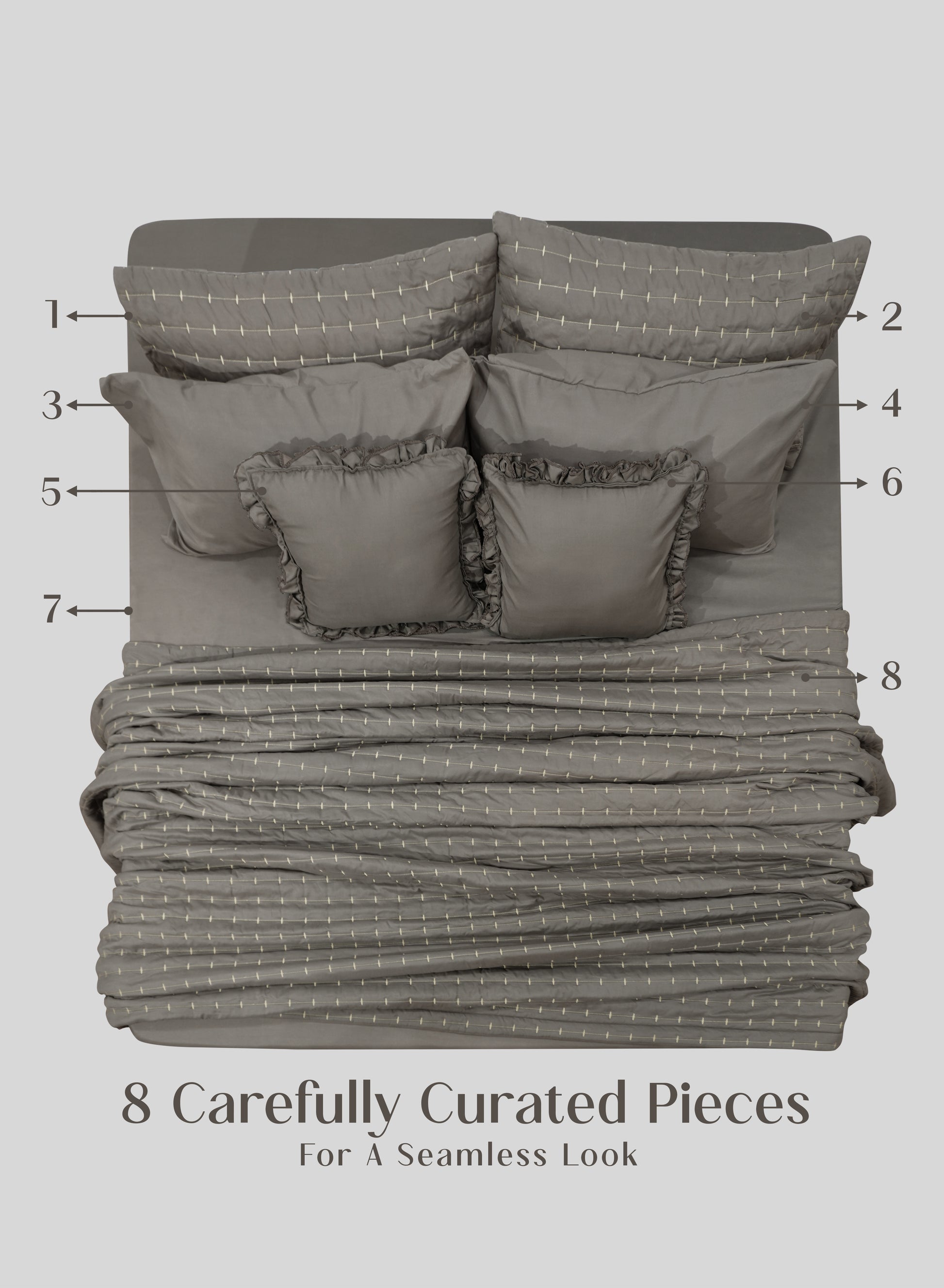 Home Crayons CloudTouch™ 8-Piece Bedding Set | Complete Bedroom Makeover in One Set | Smoked Coffee