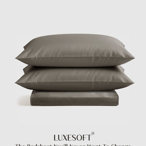 Home Crayons LuxeSoft™ Double Bedsheet Set | Oversized King | Includes 2 Pillow Covers & 2 Cushion Covers | Smoked Coffee