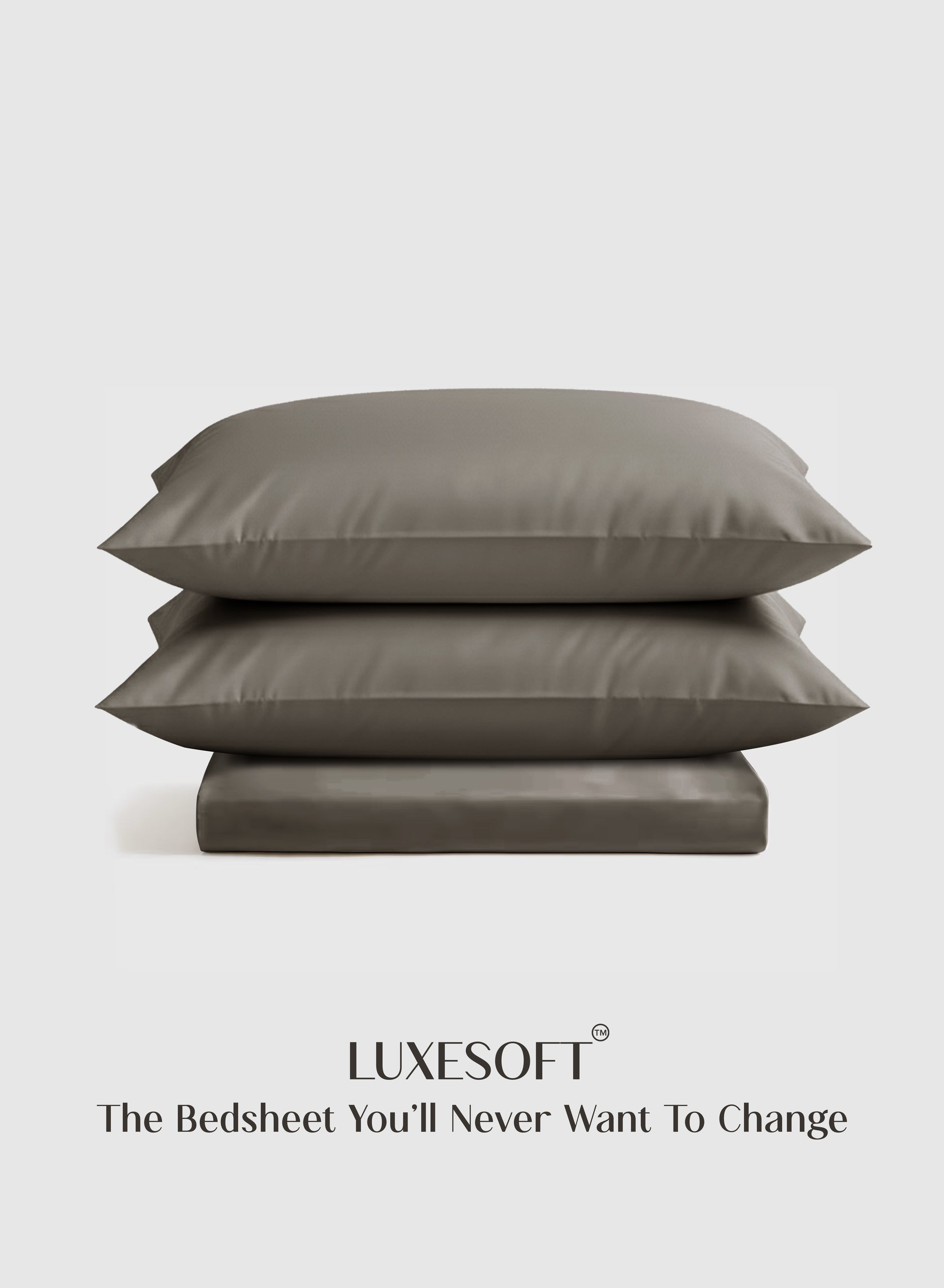 Home Crayons LuxeSoft™ Double Bedsheet Set | Oversized King | Includes 2 Pillow Covers & 2 Cushion Covers | Smoked Coffee