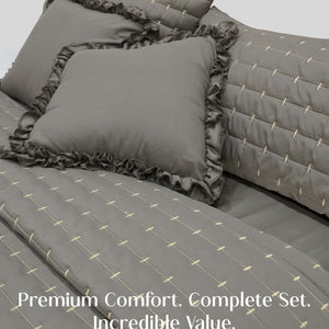 Home Crayons CloudTouch™ 8-Piece Bedding Set | Complete Bedroom Makeover in One Set | Smoked Coffee